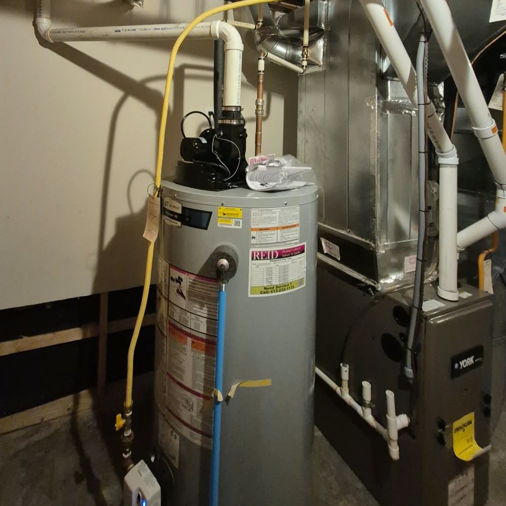 Power-vent water heater installed by Mr. Rental Tank in an Ottawa basement